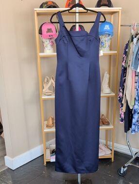 Adrianna Papell Navy Square-Neck Maxi Dress with Wide Straps